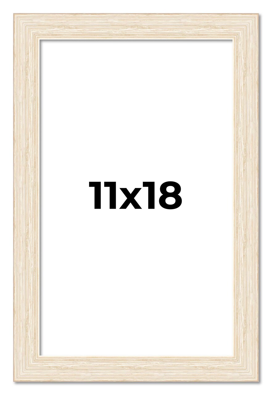 11x18 Wide Barnwood Picture Frame with UV-Resistant Acrylic & Acid Free Backing, Available in 6 Paint Finishes - Grey, Brown, White, and Black